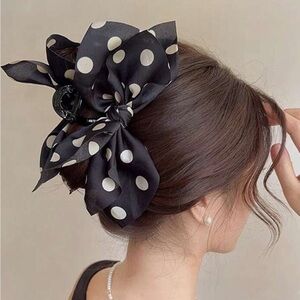 Polka Dot Fabric Hair Claw